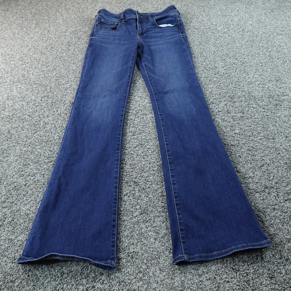 American Eagle Jeans Womens 6 Dark Blue Denim Pants Kick‎ Boot Stretch Mid Rise